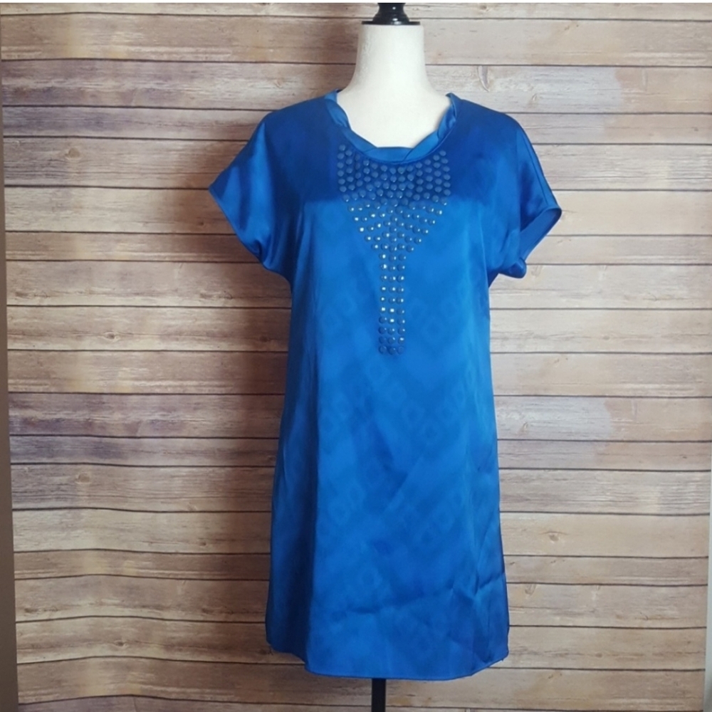 GIANNI BINI Blue Dress With Bead Detail